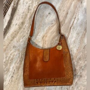 BRAHMIN Pecan leather crocodile shoulder handbag